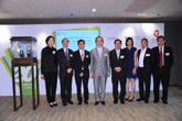 Group photo (from left): Ms Vicky Wan, Deputy Head of Branches Administration and Head of Market Strategy of Shanghai Commercial Bank; Mr William Tang, Assistant General Manager and Chief of Branches Administration of Shanghai Commercial Bank; Prof Ho Puay-peng, JP, Chairman of the Council of the Trust; Mr David Fong, BBS, JP, Chairman of the Board of Trustees of the Trust; Mr Stephen Lai, Head of Retail Banking Operations of Shanghai Commercial Bank; Ms Catherine Kwai, Member of the Board of Trustees of the Trust; Mr Dennis Chan, Creative Director of Qeelin; Dr Tam Kam-kau, JP, Member of the Board of Trustees of the Trust